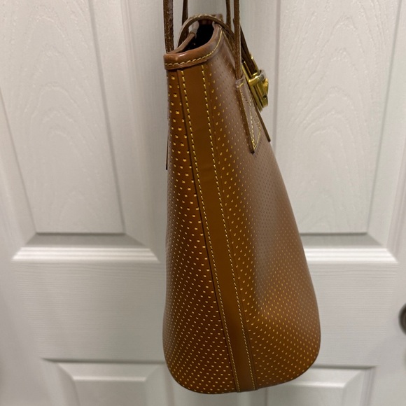 Dooney & Bourke Tan Leather Tote Bag | Gold Hardware | Classic Structured Purse - Picture 3 of 8